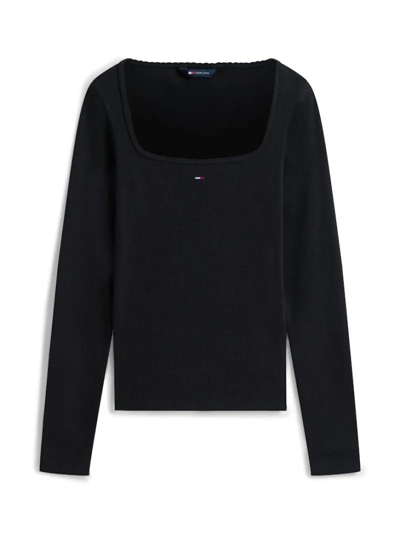 Tommy Jeans Shirts*TJW SLIM SOFT RIB LS TEE Black