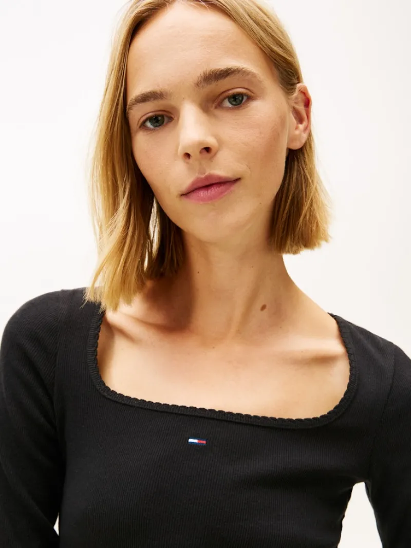 Tommy Jeans Shirts*TJW SLIM SOFT RIB LS TEE Black