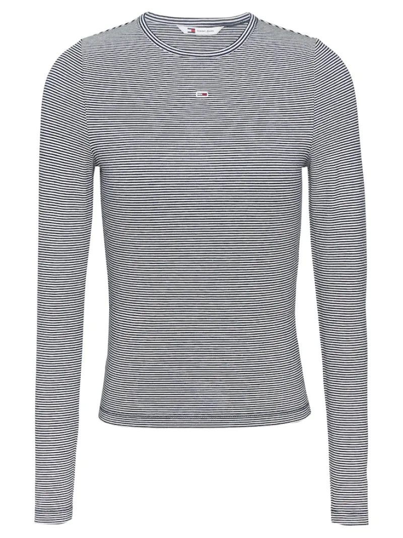 Tommy Jeans Shirts*TJW SLIM STRIPE ESSENTIAL RIB LS dark night navy - stripe