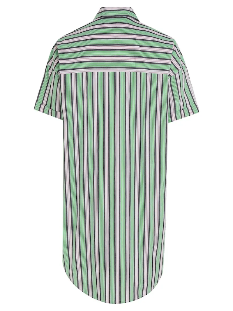 Tommy Jeans Kleider*TJW STRIPE SS SHIRT DRESS coastal green - multi