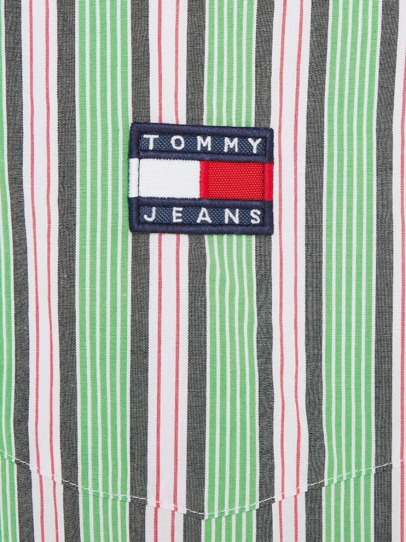 Tommy Jeans Kleider*TJW STRIPE SS SHIRT DRESS coastal green - multi