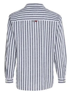 Tommy Jeans Blusen*TJW STRIPED LINEN BLEND BF SHIRT twilight navy - stripe