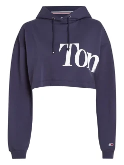 Tommy Jeans Pullover & Sweatshirts*TJW SUPER CROP BOLD TOMMY HOODIE twilight navy