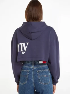 Tommy Jeans Pullover & Sweatshirts*TJW SUPER CROP BOLD TOMMY HOODIE twilight navy