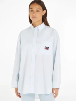 Tommy Jeans Blusen*TJW SUPER OVERSIZED SHIRT shimmering blue