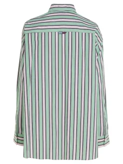 Tommy Jeans Blusen*TJW ULTRA OVERSIZED STRIPE SHIRT coastal green - multi