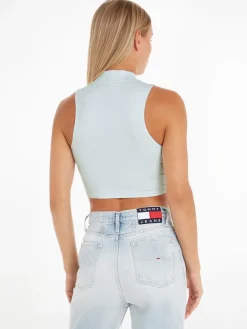 Tommy Jeans Shirts*TJW XS BADGE 1/4 ZIP MOCKNECK shimmering blue