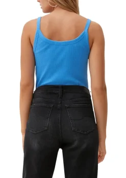 QS Shirts*Top in Rippstruktur Blau