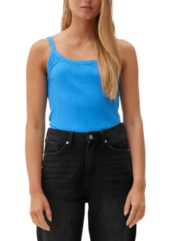 QS Shirts*Top in Rippstruktur Blau