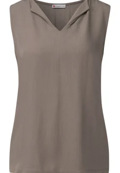 Street One Shirts*Top mit Split Neck dark tumbled beige