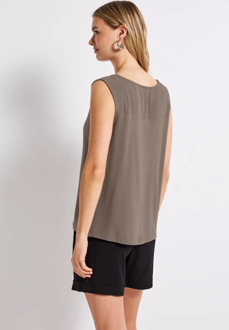 Street One Shirts*Top mit Split Neck dark tumbled beige