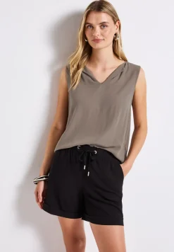 Street One Shirts*Top mit Split Neck dark tumbled beige