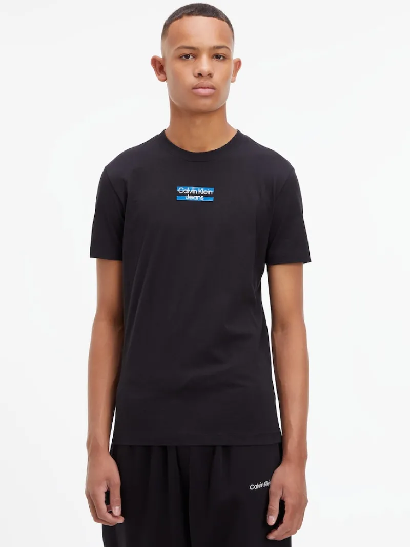 Calvin Klein Jeans Shirts|Big Boys*TRANSPARENT STRIPE LOGO TEE ck black