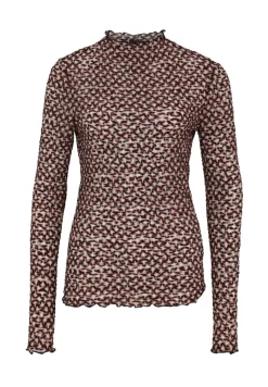 Zero Shirts*transparentes Shirt mit Stehkragen blackcamel