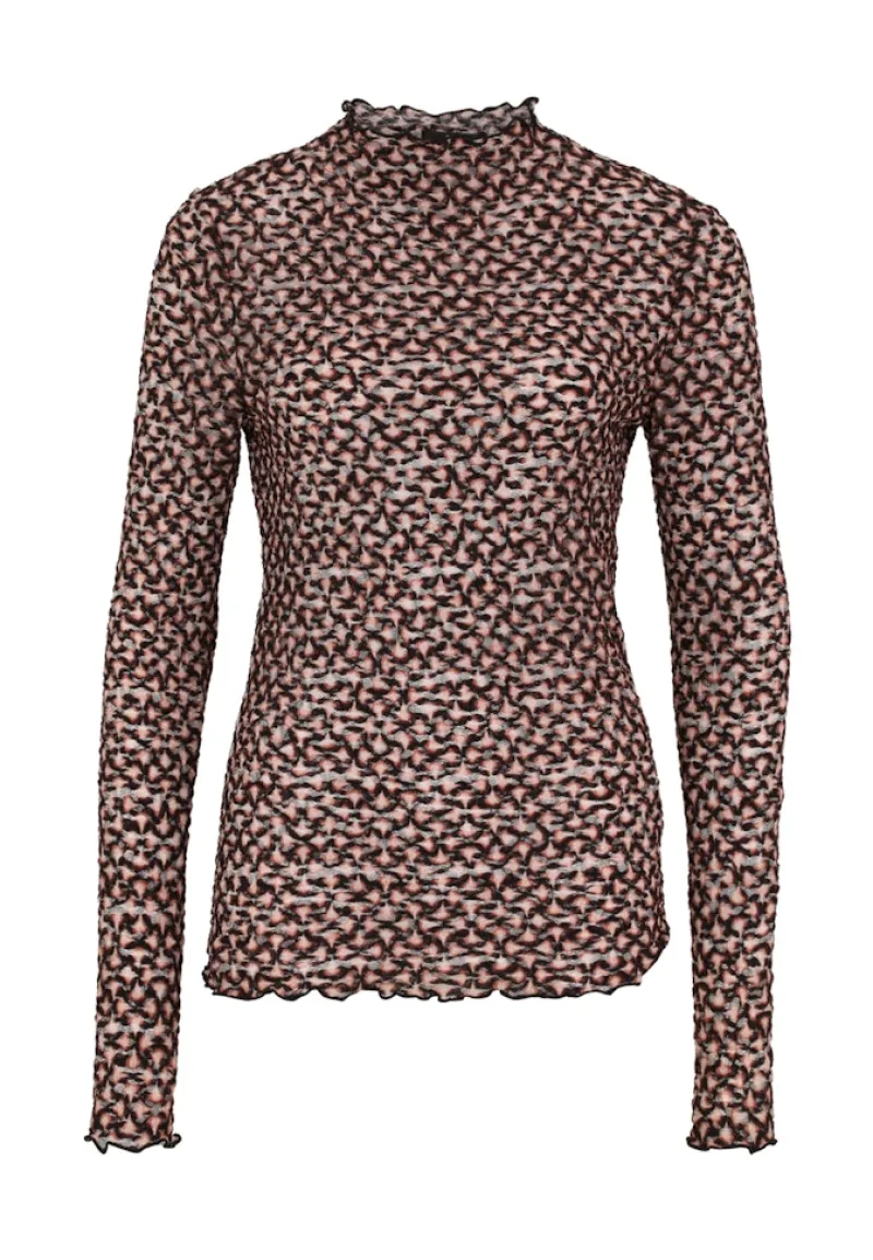 Zero Shirts*transparentes Shirt mit Stehkragen blackcamel