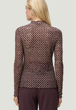 Zero Shirts*transparentes Shirt mit Stehkragen blackcamel