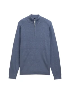 Tom Tailor Pullover & Sweatshirts|Big Boys*Troyer Strickpullover mit Logo-Stickerei vintage indigo blue melange
