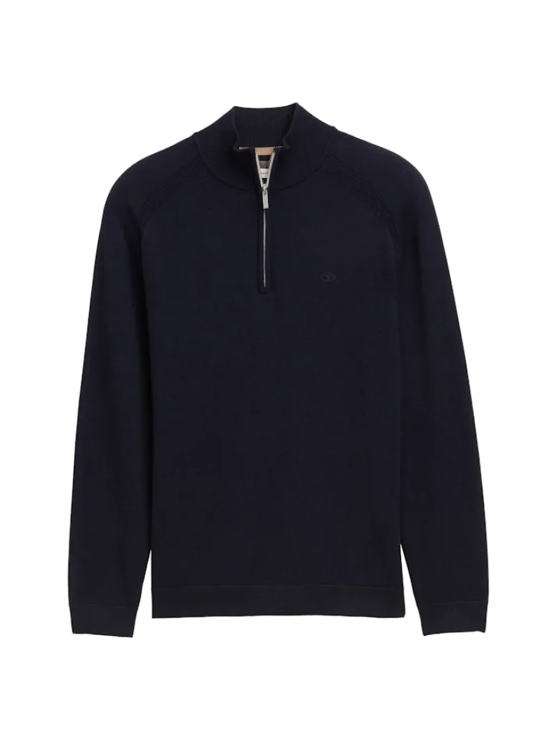 Tom Tailor Pullover & Sweatshirts|Big Boys*Troyer Strickpullover mit Logo-Stickerei knitted navy melange