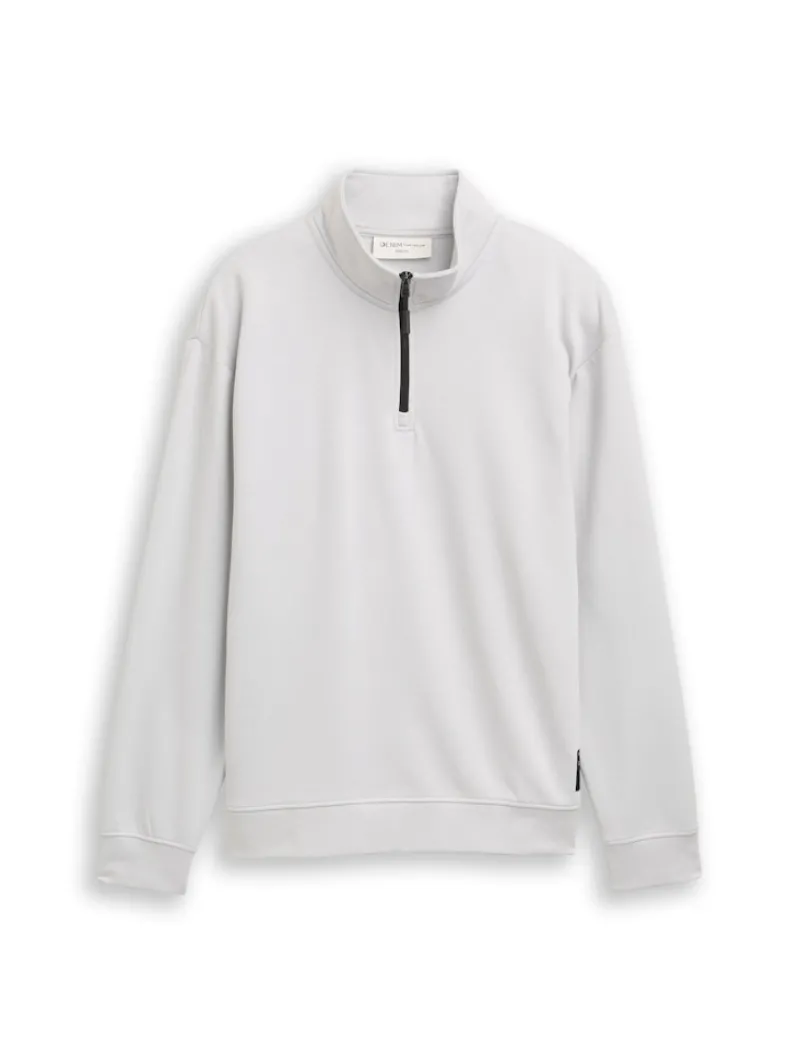 Tom Tailor Denim Pullover & Sweatshirts*Troyer Sweatshirt mit Logo-Badge chalk grey