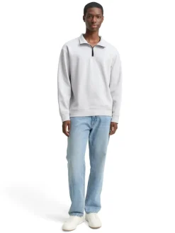 Tom Tailor Denim Pullover & Sweatshirts*Troyer Sweatshirt mit Logo-Badge chalk grey