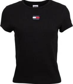 Tommy Jeans Shirts*T-Shirt Baby Rib Center Badge Schwarz