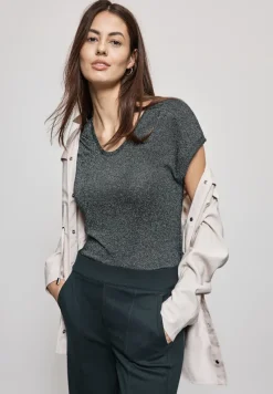 Street One Shirts*T-Shirt im Glanz-Look hunter green