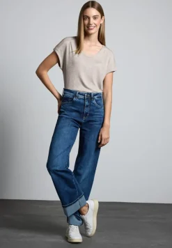 Street One Shirts*T-Shirt im Glanz-Look smooth sand beige