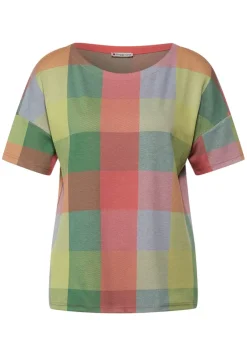 Street One Shirts*T-Shirt im Karodessin sunset coral