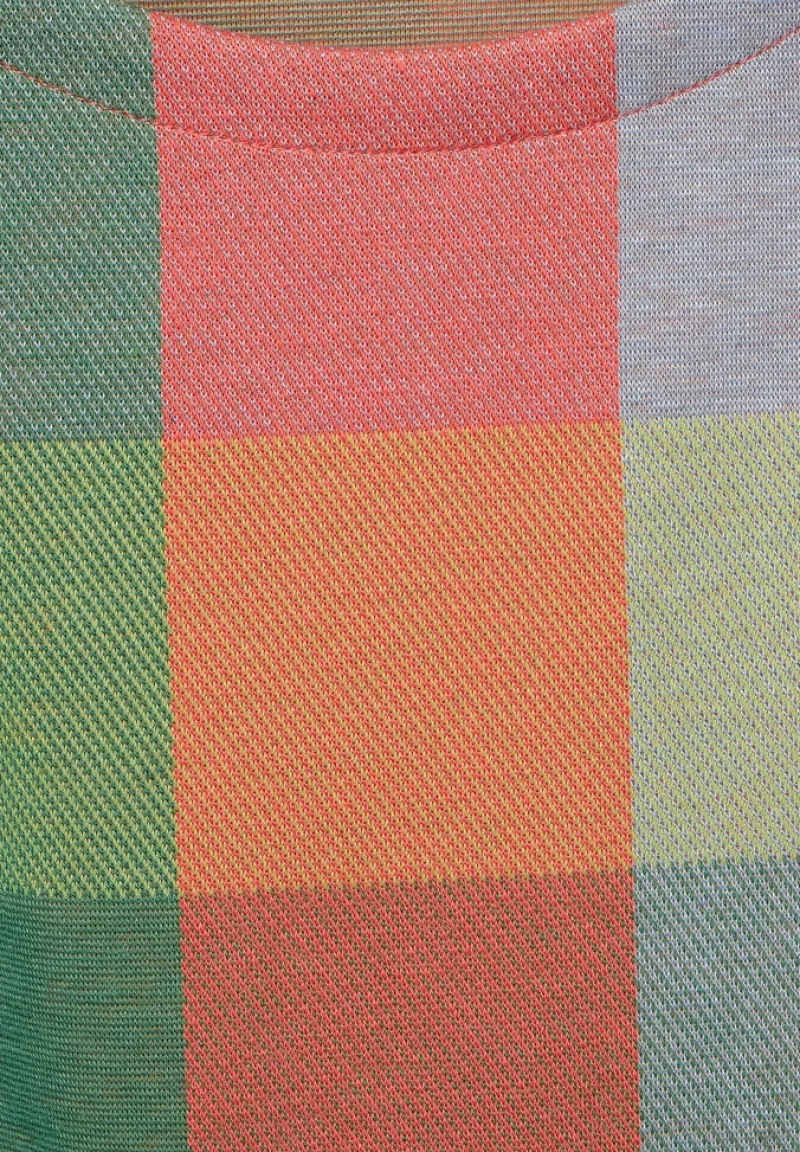 Street One Shirts*T-Shirt im Karodessin sunset coral