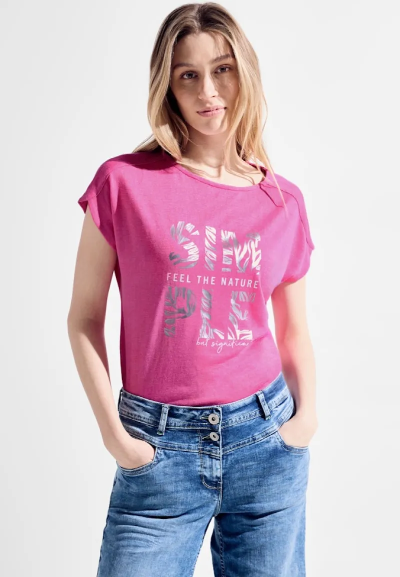 Cecil Shirts*T-Shirt in Leinenoptik bloomy pink