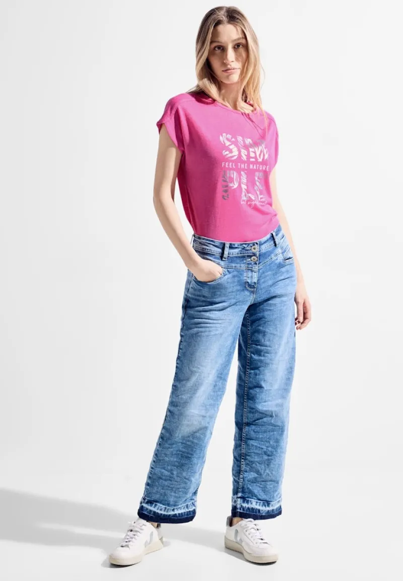 Cecil Shirts*T-Shirt in Leinenoptik bloomy pink