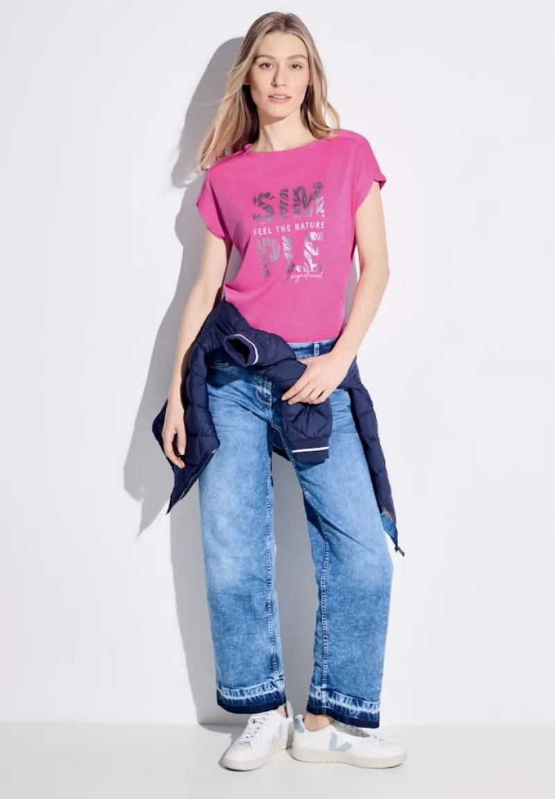 Cecil Shirts*T-Shirt in Leinenoptik bloomy pink