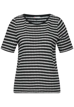 Street One Shirts*T-Shirt in Strickoptik Black