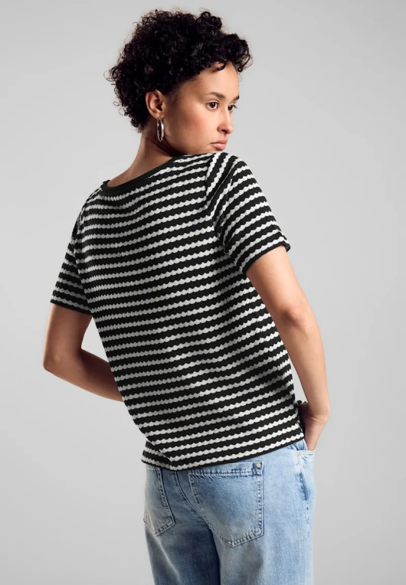 Street One Shirts*T-Shirt in Strickoptik Black
