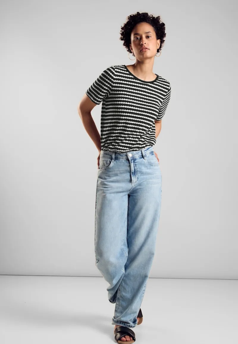 Street One Shirts*T-Shirt in Strickoptik Black