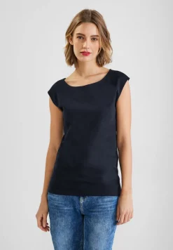 Street One Shirts*T-Shirt in Unifarbe deep blue