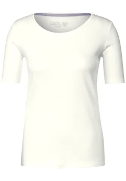 Cecil Shirts*T-Shirt in Unifarbe vanilla white
