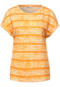 Street One Shirts*T-Shirt mit Batik Streifen sunset yellow