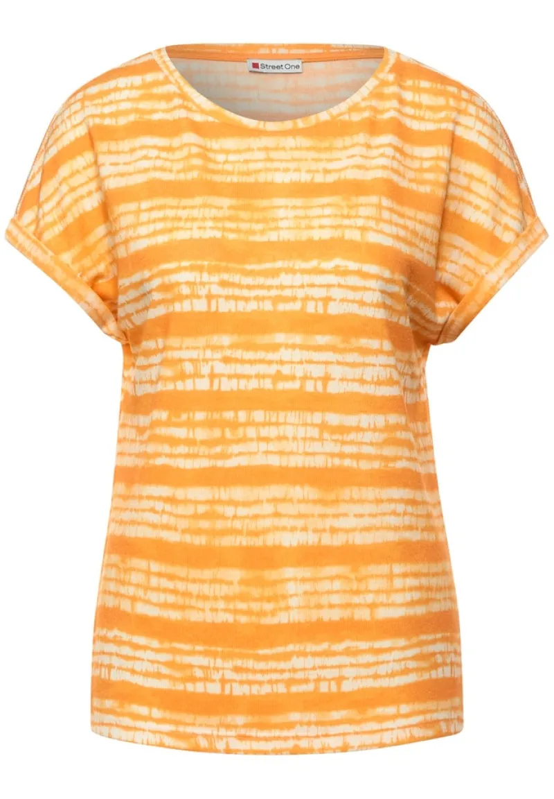 Street One Shirts*T-Shirt mit Batik Streifen sunset yellow