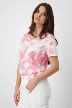 Monari Shirts*T-Shirt mit Blumen pink smoothie gemustert