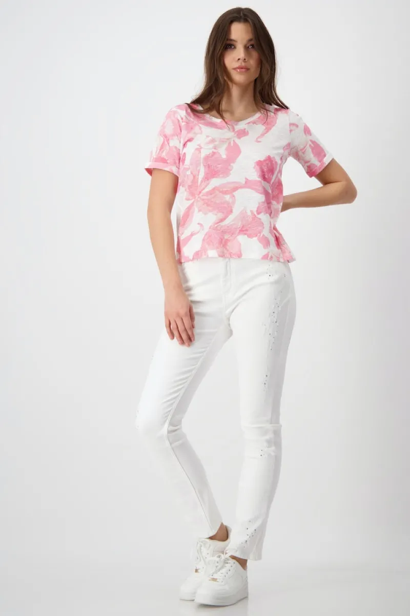 Monari Shirts*T-Shirt mit Blumen pink smoothie gemustert