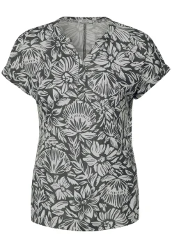 Cecil Shirts*T-Shirt mit Blumenmuster easy khaki
