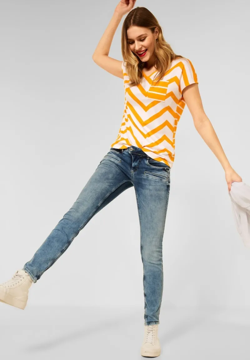 Street One Shirts*T-Shirt mit Brusttasche sunset yellow