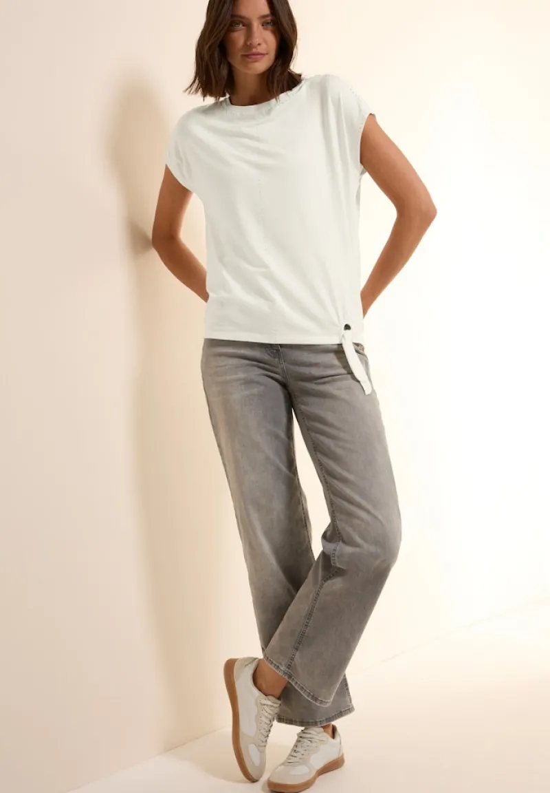 Cecil Shirts*T-Shirt mit Dekosteinen vanilla white