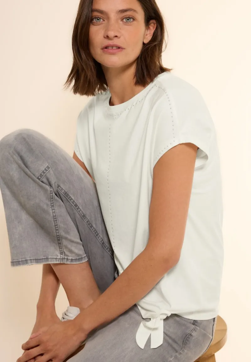 Cecil Shirts*T-Shirt mit Dekosteinen vanilla white