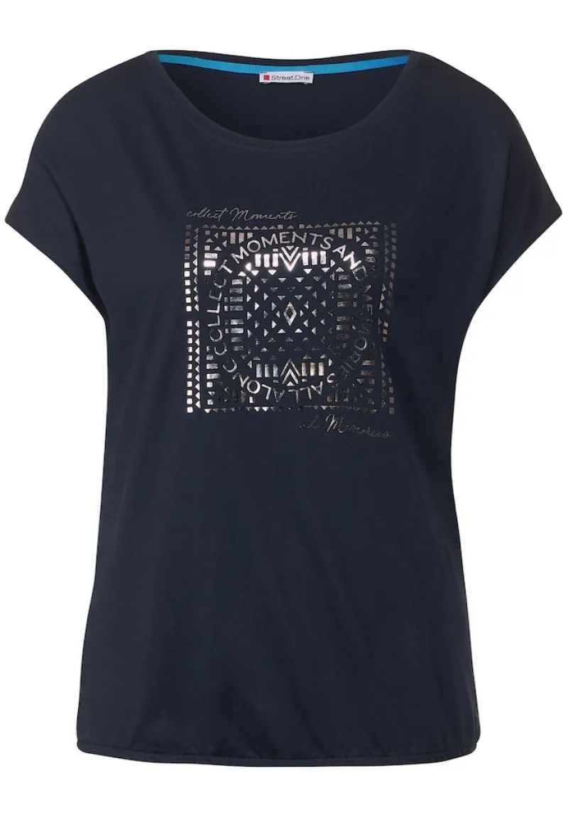 Street One Shirts*T-Shirt mit Folienprint deep blue