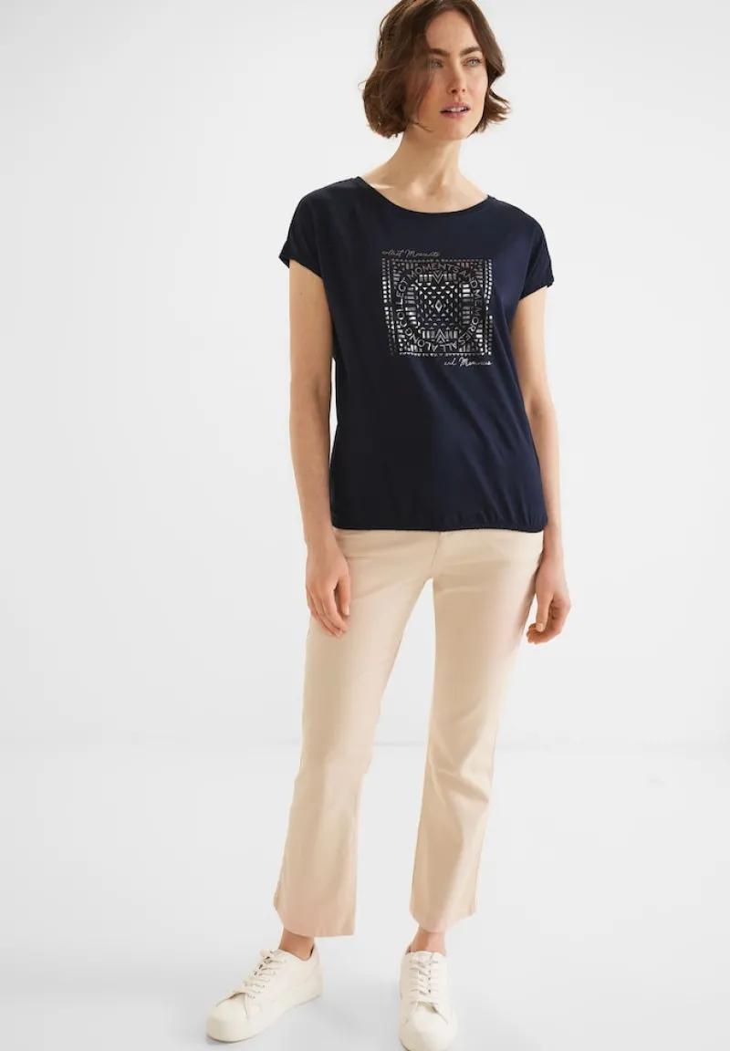 Street One Shirts*T-Shirt mit Folienprint deep blue