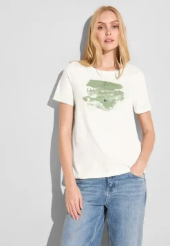 Street One Shirts*T-Shirt mit Folienprint off white