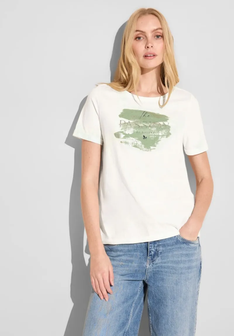 Street One Shirts*T-Shirt mit Folienprint off white