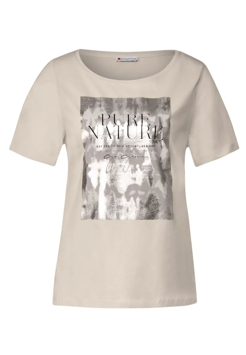 Street One Shirts*T-Shirt mit Folienprint smooth stone sand